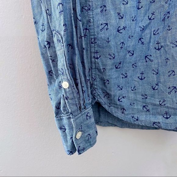 J.Crew Factory anchor print chambray popover shirt - Picture 3 of 4